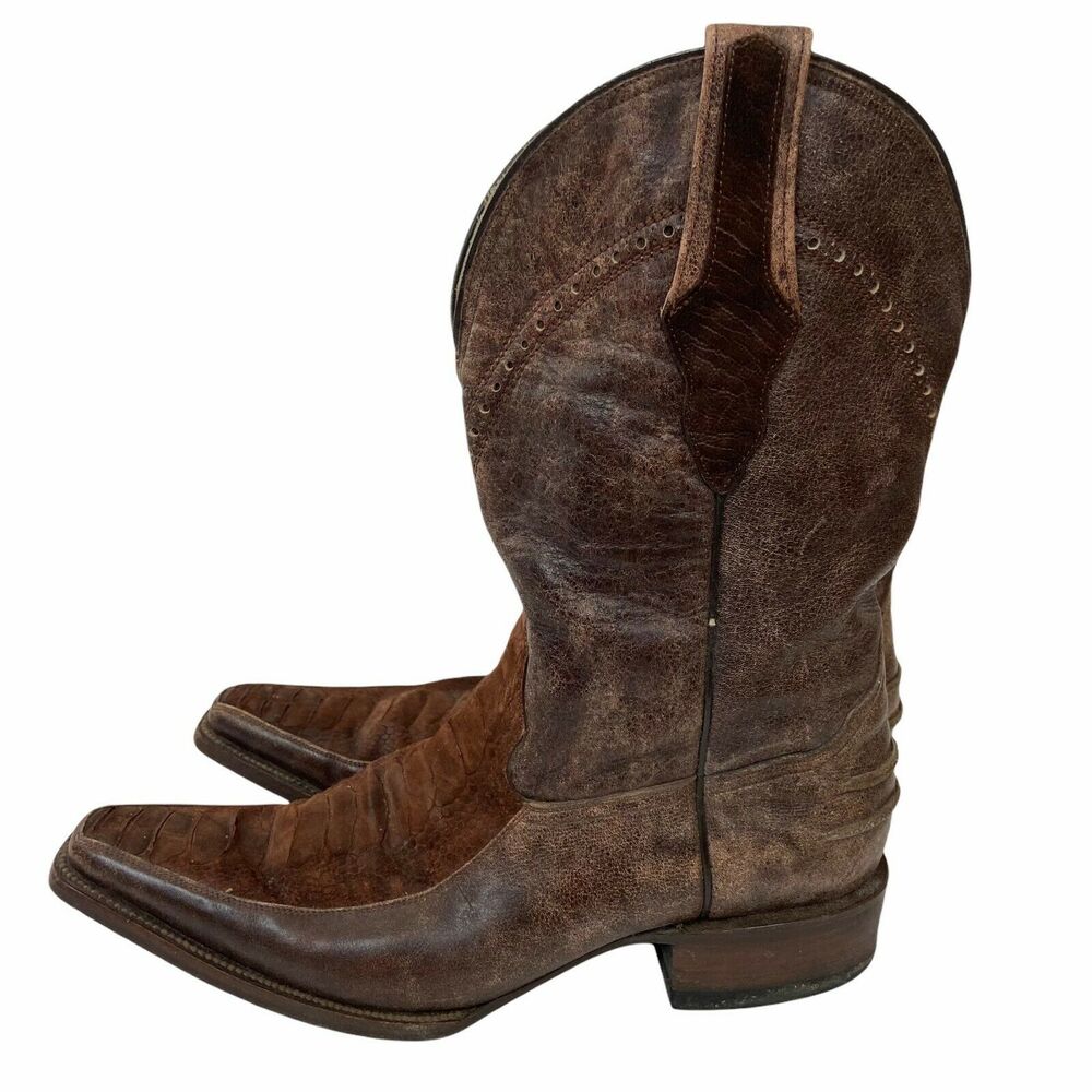 Cowboy Western Boot El Vaquero Fonseca Men's Brown Leather Mid Calf Pull On sz 8